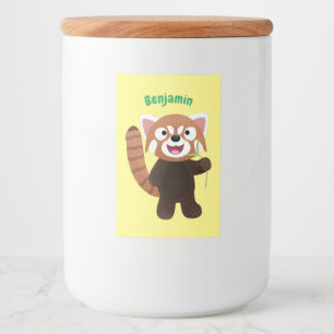 Cute red panda cartoon illustratie voedselcontainer etiket