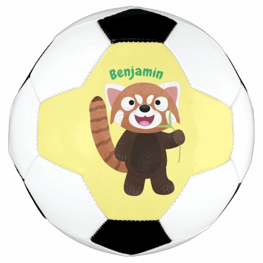 Cute red panda cartoon illustratie voetbal (Voorkant)