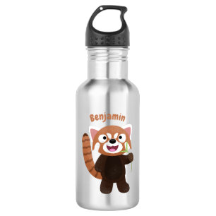 Cute red panda cartoon illustratie waterfles 