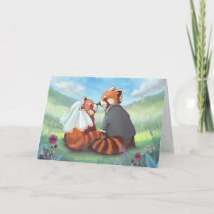 Cute Red Panda Couple in Love Feestdagen Kaart