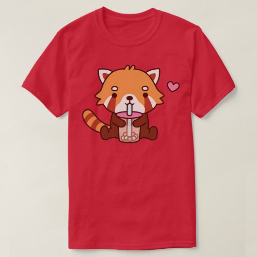 Cute Red Panda Drink bubbelthee T-shirt (Design voorkant)
