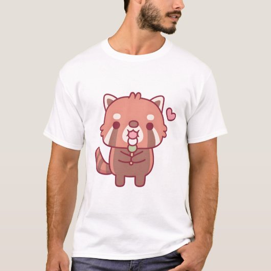 Cute Red Panda eet Japans dango T-shirt (Voorkant)