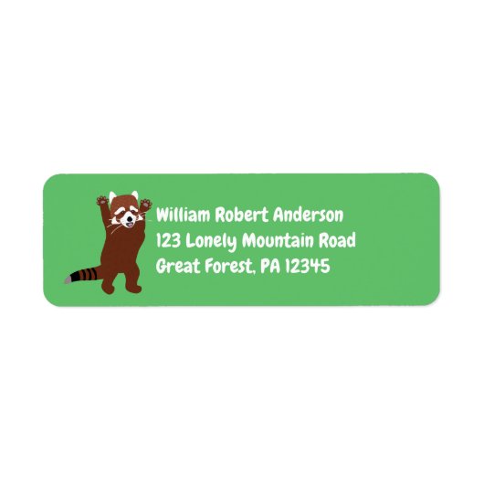 Cute Red Panda Green Return Address Etiket (Voorkant)