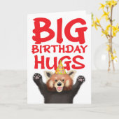 Cute red panda grote verjaardagskaarten kaart (Gele Bloem)