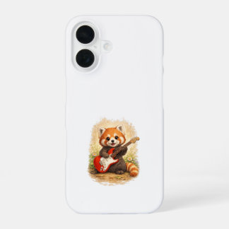 Cute Red Panda Guitar iPhone 16 Case Kawaii Hoesje