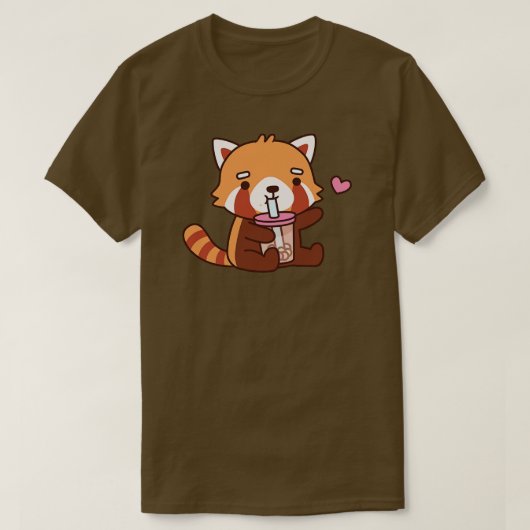 Cute Red Panda houdt van bellenthee T-shirt (Design voorkant)