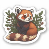 Cute red panda in de wilde vinylsticker sticker (Voorkant)