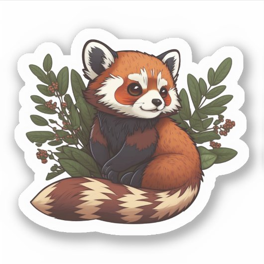 Cute red panda in de wilde vinylsticker sticker (Voorkant)