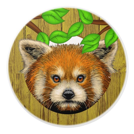 Cute Red Panda-keramische knoppen (Voorkant)