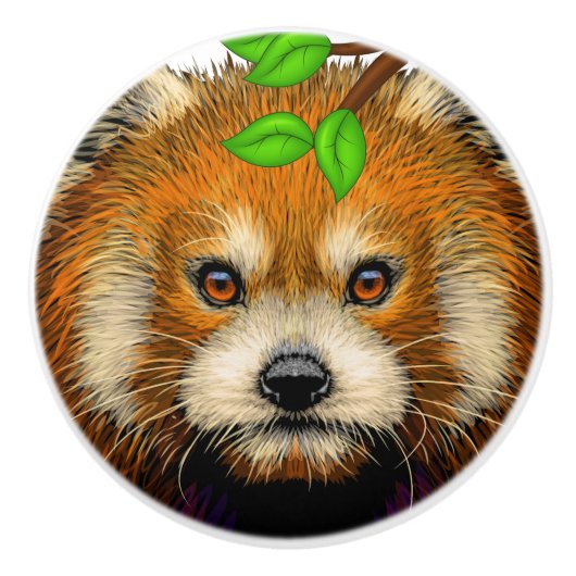 Cute Red Panda-keramische knoppen (Voorkant)
