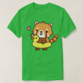 Cute Red Panda met Gele Duck Pool Float Summer T-shirt (Design voorkant)