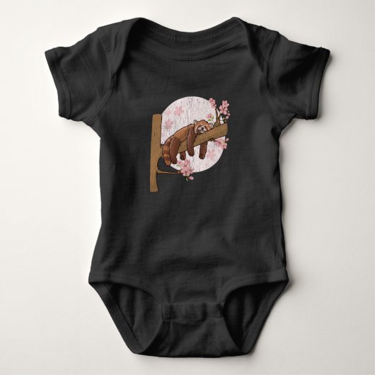Cute Red Panda Nap Lazy Sleeping Animal Romper (Voorkant)