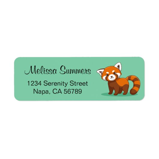 Cute Red Panda on Green Etiket (Voorkant)