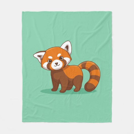 Cute Red Panda on Green Fleece Deken (Voorkant)
