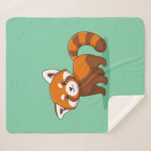 Cute Red Panda on Green Sherpa Deken (Voorkant (horizontaal))