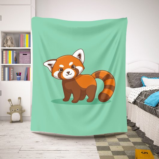Cute Red Panda on Green Sherpa Deken