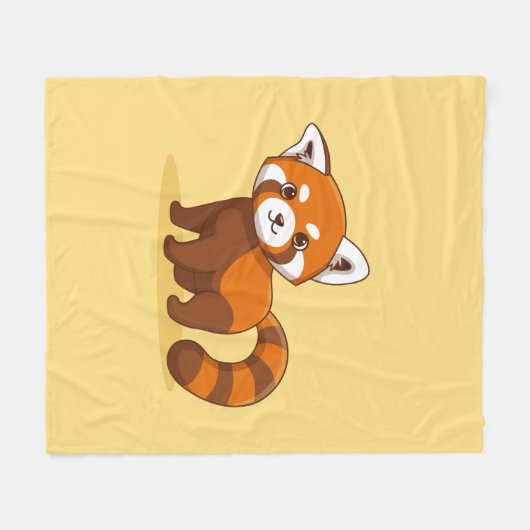 Cute Red Panda on Yellow Fleece Deken (Voorkant (Horizontaal))