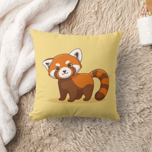 Cute Red Panda on Yellow Kussen (Deken)