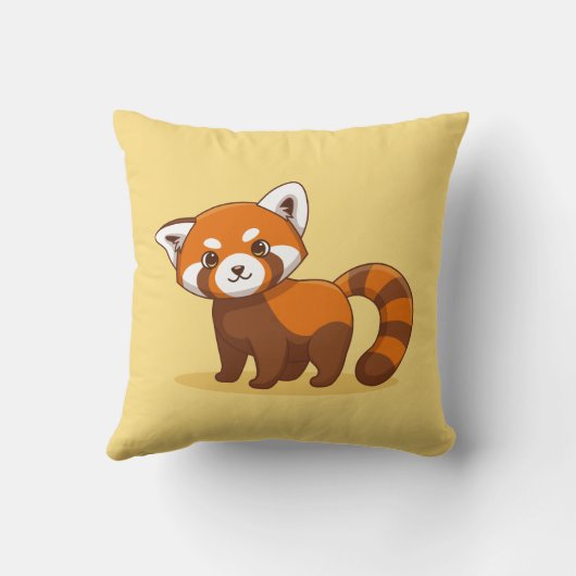 Cute Red Panda on Yellow Kussen (Achterkant)
