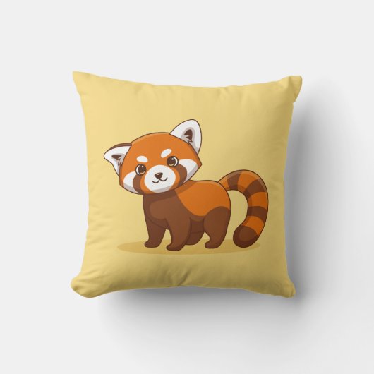 Cute Red Panda on Yellow Kussen (Voorkant)