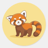 Cute Red Panda on Yellow Ronde Sticker (Voorkant)