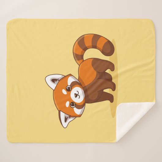 Cute Red Panda on Yellow Sherpa Deken (Voorkant (horizontaal))