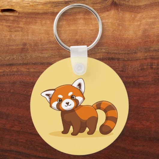 Cute Red Panda on Yellow Sleutelhanger (Achterkant)