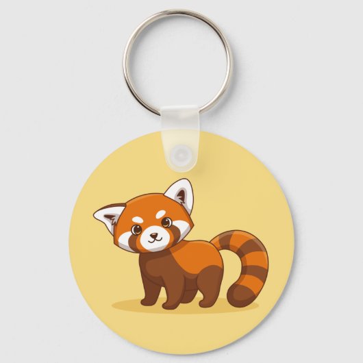 Cute Red Panda on Yellow Sleutelhanger (Achterkant)