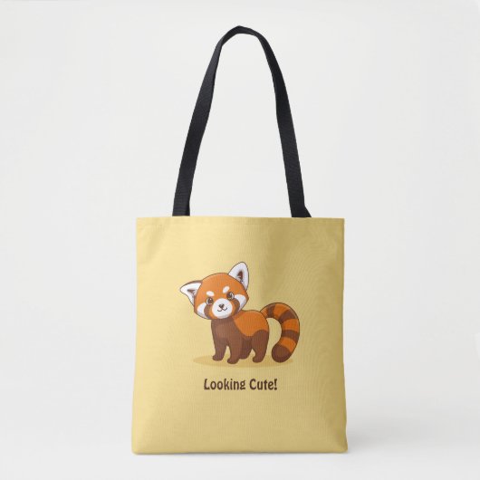 Cute Red Panda on Yellow Tote Bag (Voorkant)