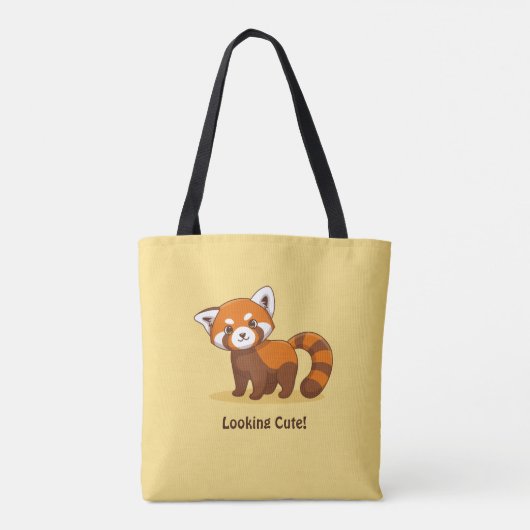 Cute Red Panda on Yellow Tote Bag (Achterkant)