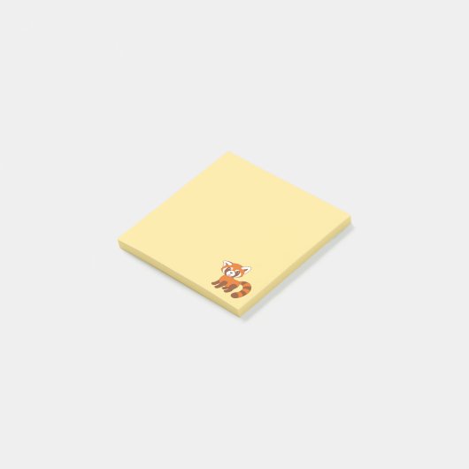 Cute Red Panda op Geel Post-it® Notes (Schuin)