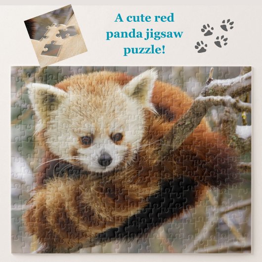 Cute Red Panda op Snowy Tree Jigzaag Puzzle Legpuzzel