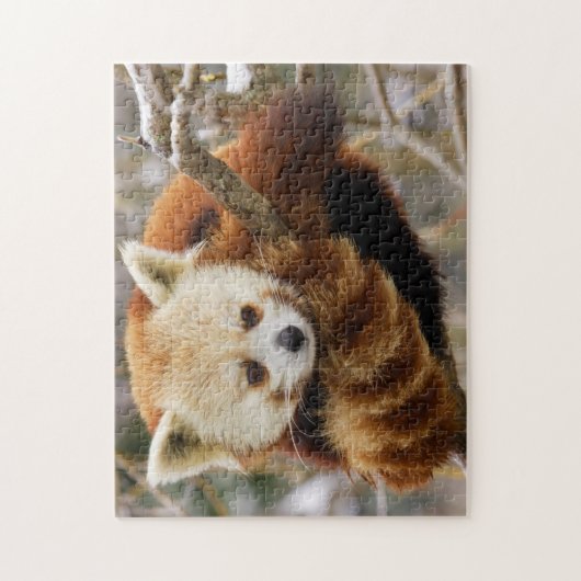 Cute Red Panda op Snowy Tree Jigzaag Puzzle Legpuzzel (Verticaal)