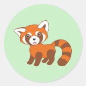 Cute Red Panda over Groen Ronde Sticker (Voorkant)
