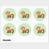 Cute Red Panda over Groen Ronde Sticker (Vel)