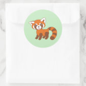Cute Red Panda over Groen Ronde Sticker (Tas)