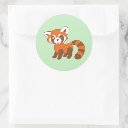 Cute Red Panda over Groen Ronde Sticker (Tas)