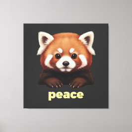 Cute Red Panda "Peace" Illustration for Kids & Nur Canvas Afdruk
