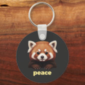 Cute Red Panda "Peace" Illustration for Kids & Nur Sleutelhanger (Voorkant)