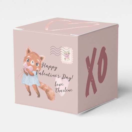 Cute Red Panda Postal Letter Valentijnsdag Bedankdoosjes (Voorkant Zijde)