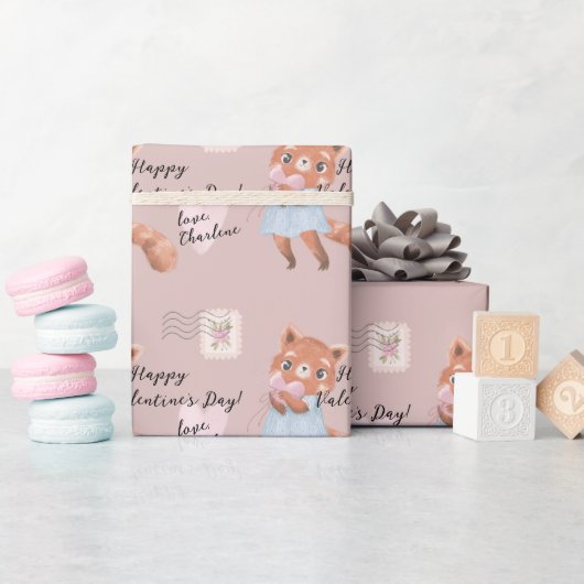 Cute Red Panda Postal Letter Valentijnsdag Cadeaupapier (Baby Shower)