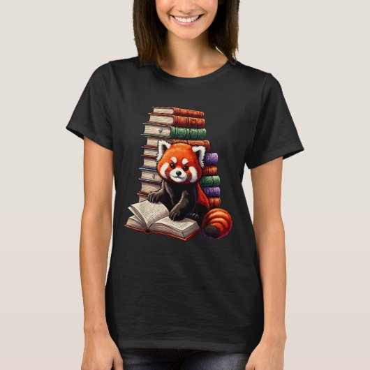 Cute Red Panda Reading Book Animal Bookworm  T-shirt (Voorkant)