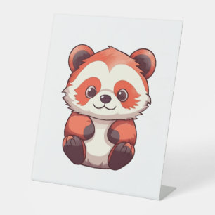 Cute Red Panda Reclamebord Met Voetstuk