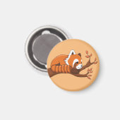 Cute Red Panda Resting in Tree Sleutelhanger Magneet (Voorkant / Achterkant)