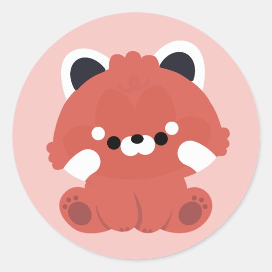 Cute Red Panda Ronde Sticker (Voorkant)