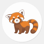 Cute Red Panda Ronde Sticker (Voorkant)