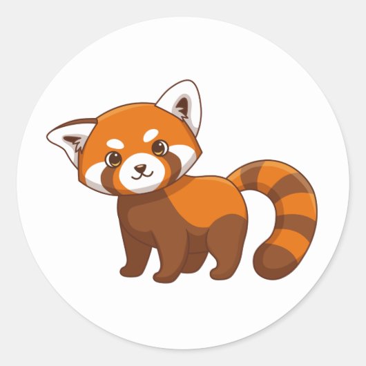 Cute Red Panda Ronde Sticker (Voorkant)