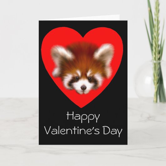 Cute Red Panda Valentijnsdag Card Feestdagen Kaart (Voorkant)