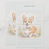 Cute Red Pembroke Welsh Corgi Dog Briefpapier (Voorkant / Achterkant)