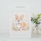Cute Red Pembroke Welsh Corgi Dog Briefpapier (Staand voorkant)